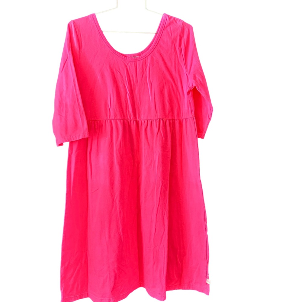 Lolly Wolly Doodle Girls Hot Pink Empire Waist 3/4 Sleeve Knit Dress Size L